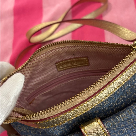 Dooney & Bourke Denim-Inspired Blue and Gold Crossbody Bag - Picture 12 of 15